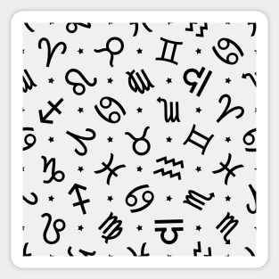 Pattern Set Zodiac Sign Horoscope Astrology Symbol Black and White Sticker